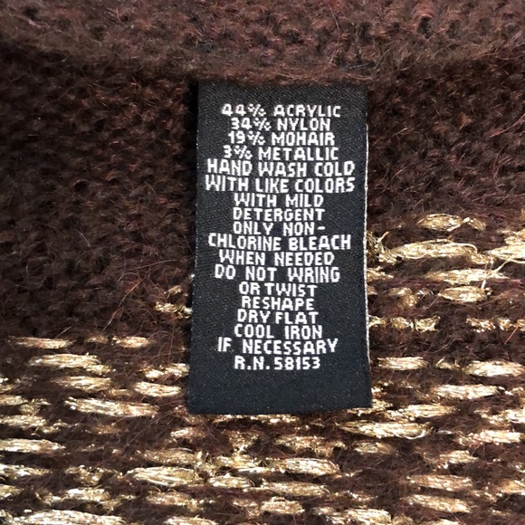 Chaudry KC Women’s Brown Gold Crochet Cardigan Sweater - Picture 9 of 9